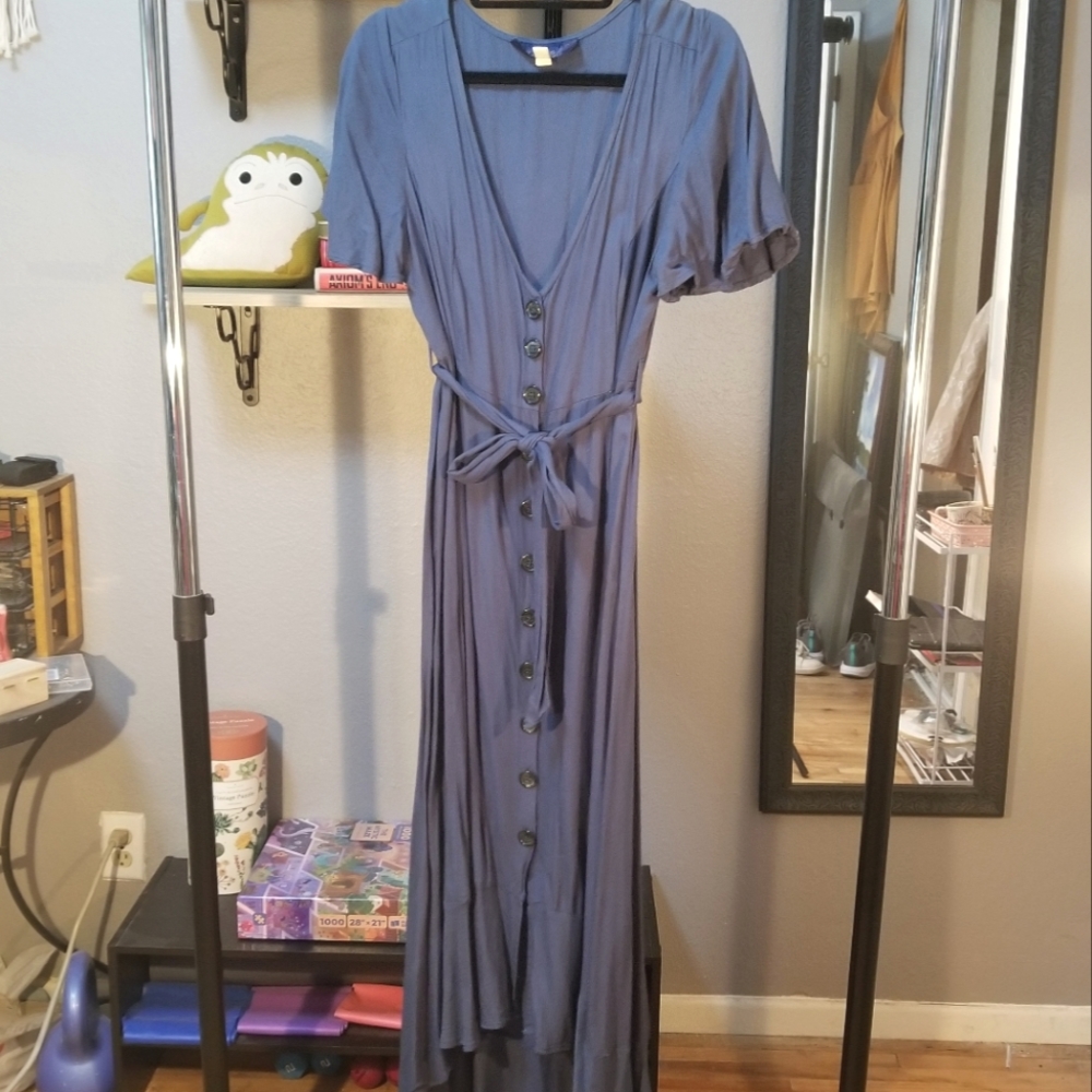 Blue high low maxi dress